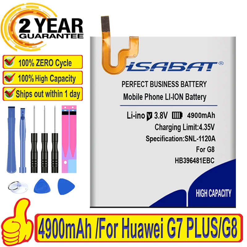 HSABAT 100% новый HB396481EBC 4900 мАч аккумулятор для Huawei ASCEND G7 PLUS HONOR 5X G8 G8X RIO L03 UL00/TL00/AL00|battery for
