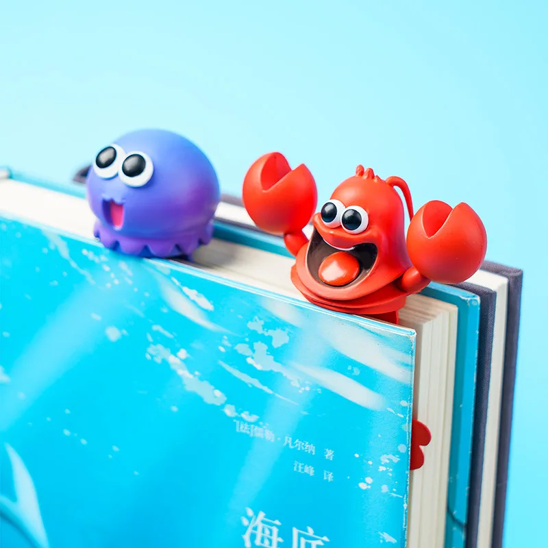 3D стерео Закладка милые Мультяшные животные маркеры Kawaii Медуза Лобстер страниц