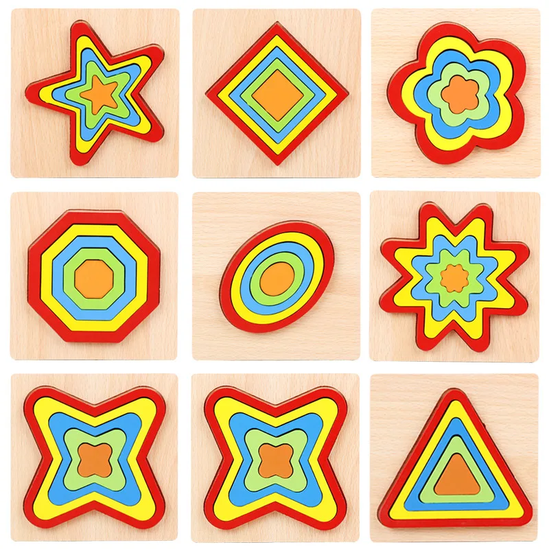 

Baby colorful wooden geometric shapes cognition puzzle board game kids math game montessori preschool learning educational toys