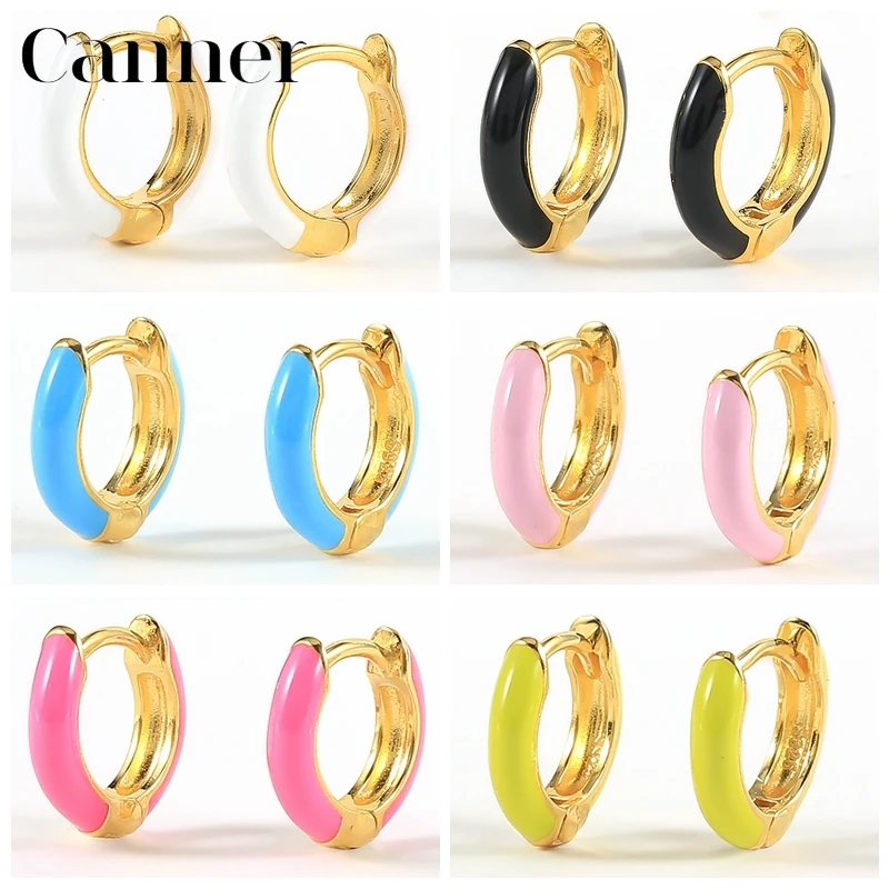 

Canner 9mm Huggie Earrings For Women 925 Sterling Silver Earrings Dripping Oil Hoops Piercing Jewelry 2021 Trend Pendientes W5