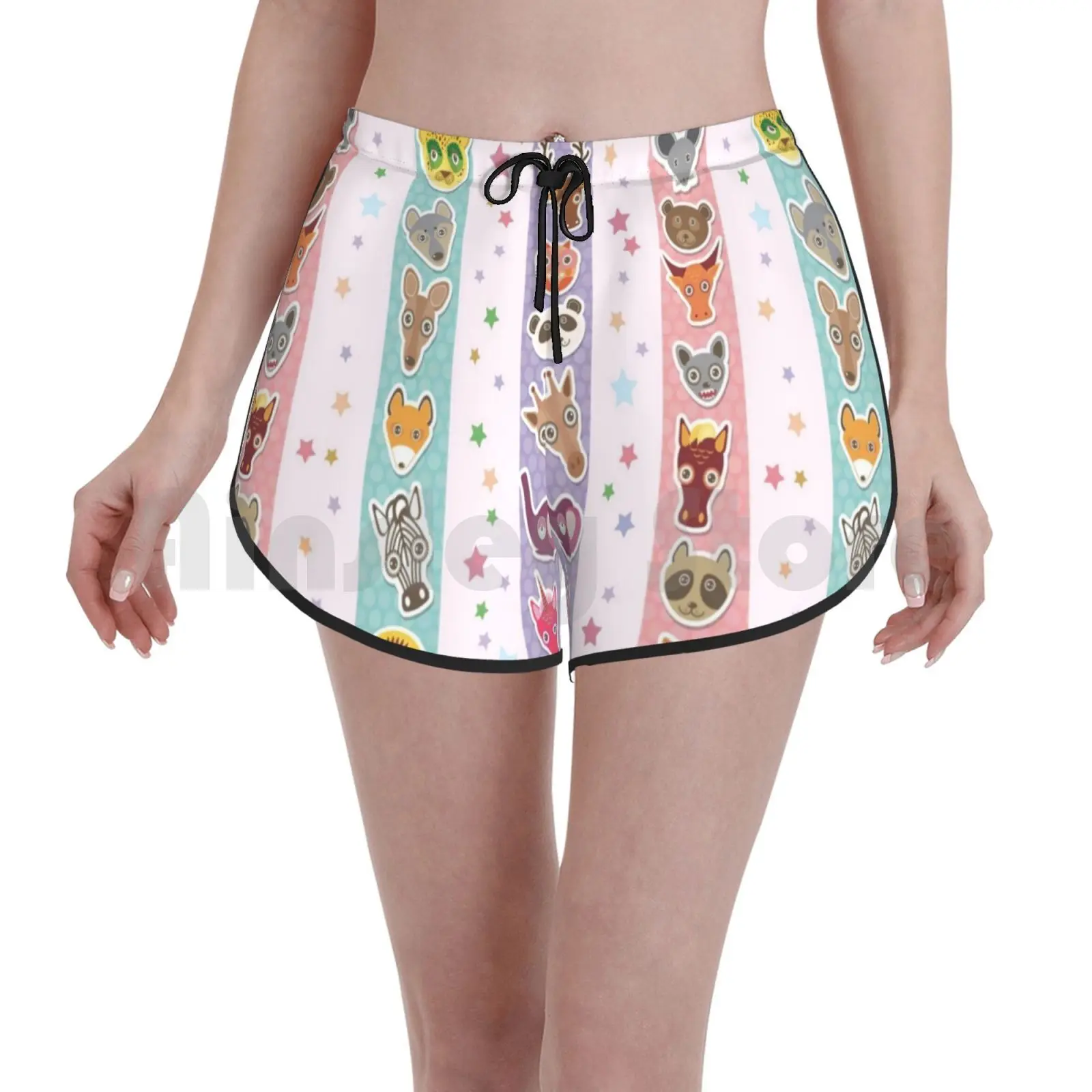 

Бесшовные женские пляжные шорты для плавания с изображением животных и мордочки
