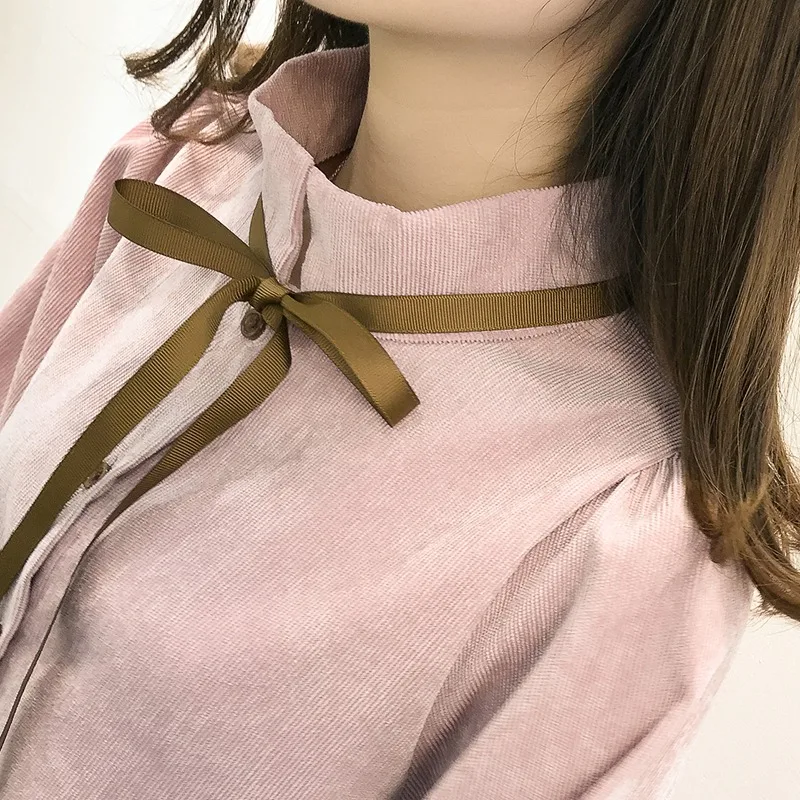 

Office Ladies Blouse Spring Autumn Tops Fashion Long Sleeve Bow Slim White Shirt