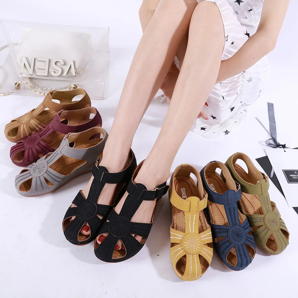 Women's Ladies Girls shoes woman Comfortable Ankle Hollow Round Toe Hollow Out Sandals Soft Bottom Sole Shoes zapatos de mujer