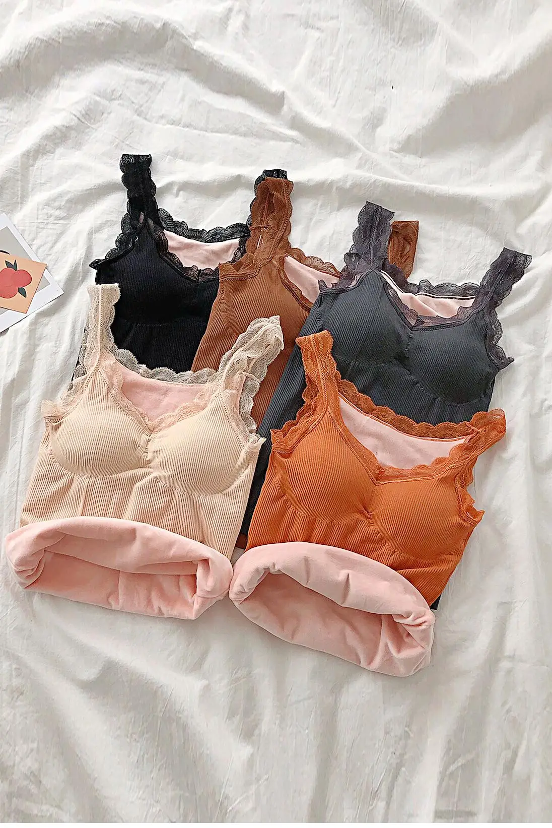 Осень-зима 2019 базовое термобелье майка без рукавов с кружевными лямками