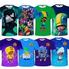 Детская футболка Shark Leon с 3D принтом, модная футболка с принтом звезд и ворон, Высококачественная футболка для мальчиков и девочек