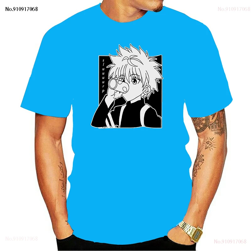 

2021 Kawaii Hunter X Hunter Tshirt Men Short Sleeve Killua Zoldyck T-shirt Crew Neck Fitted Soft Cotton Anime Manga Tee Shirt Cl