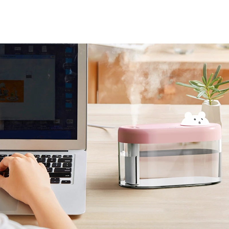 

Air Humidifier Dual Spray Large Capacity 2000MAh USB Rechargeable Ultrasonic LED Color Light Cool Mist Humidifier
