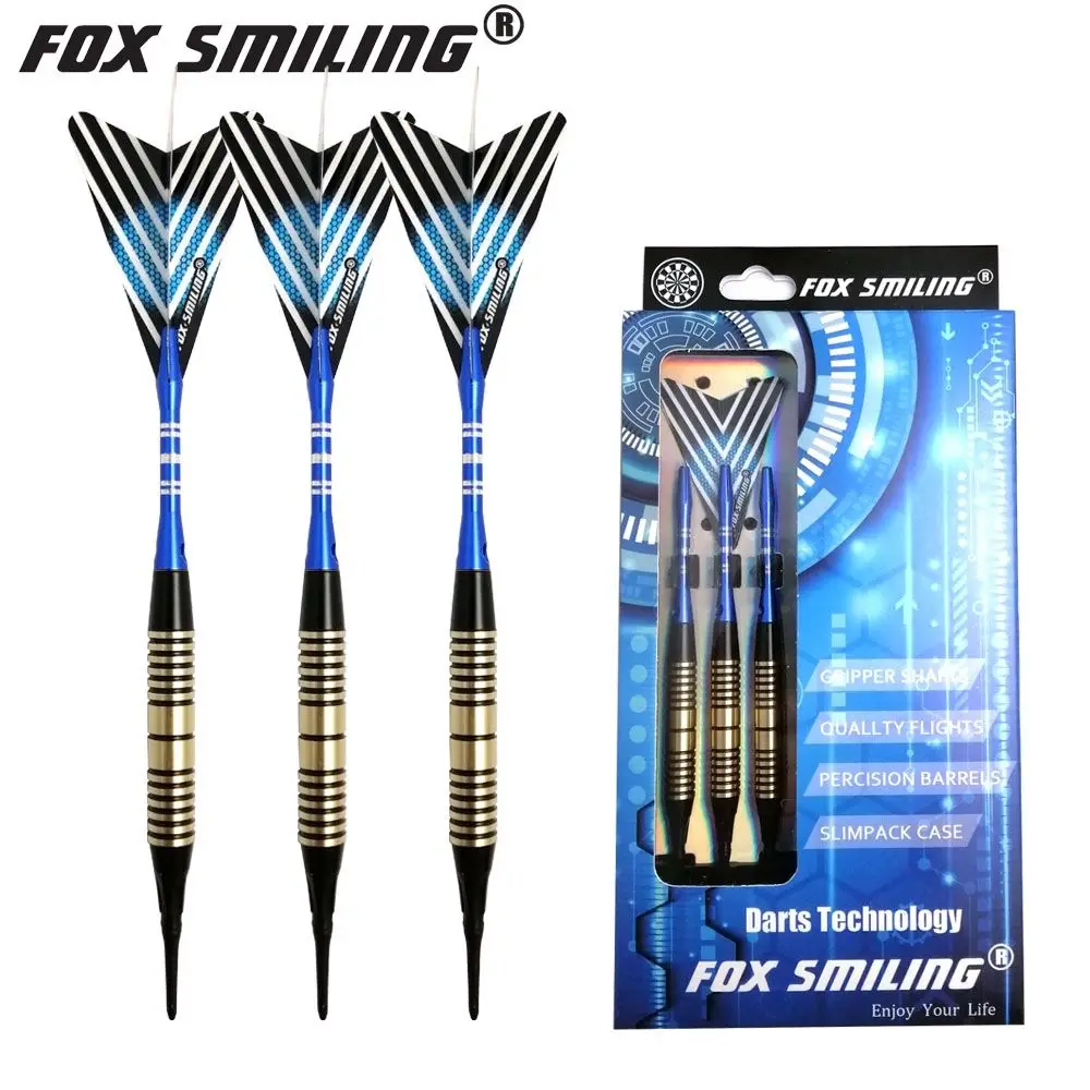 Fox Smiling-dardos electrónicos profesionales de latón, punta suave, 18g, eje de aleación de aluminio con 3 vuelos, 3 ejes