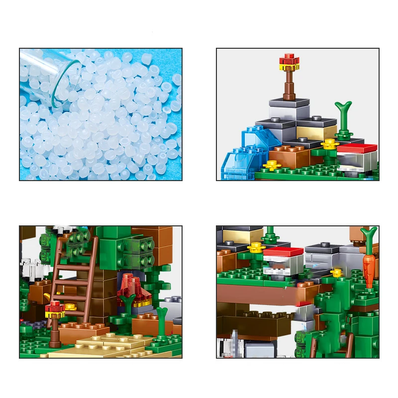 

4 IN 1 Ocelot Tree House Building Blocks Sets With Steve Action Figures Compatible Bricks Sets Toys For Children
