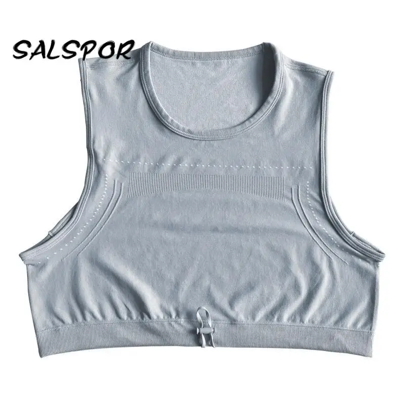 

SALSPOR Gym Seamless Tops Women Sleeveless T Shirts Fitness Adjustable Drawstring Workout Cropped Exercise Activewear 10 Colors