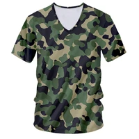 ogkb new military camouflage t shirt 3d printed male breathable short sleeve v neck t shirt for men summer casual hip hop tees