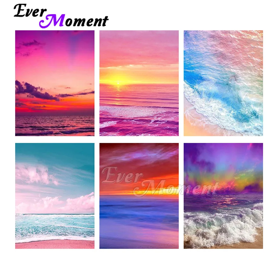 

Ever Moment Diamond Painting Full Square Resin Drills Colorful Sea Decoration Leisure At Home Handicraft DIY Rhinestones 3F2456
