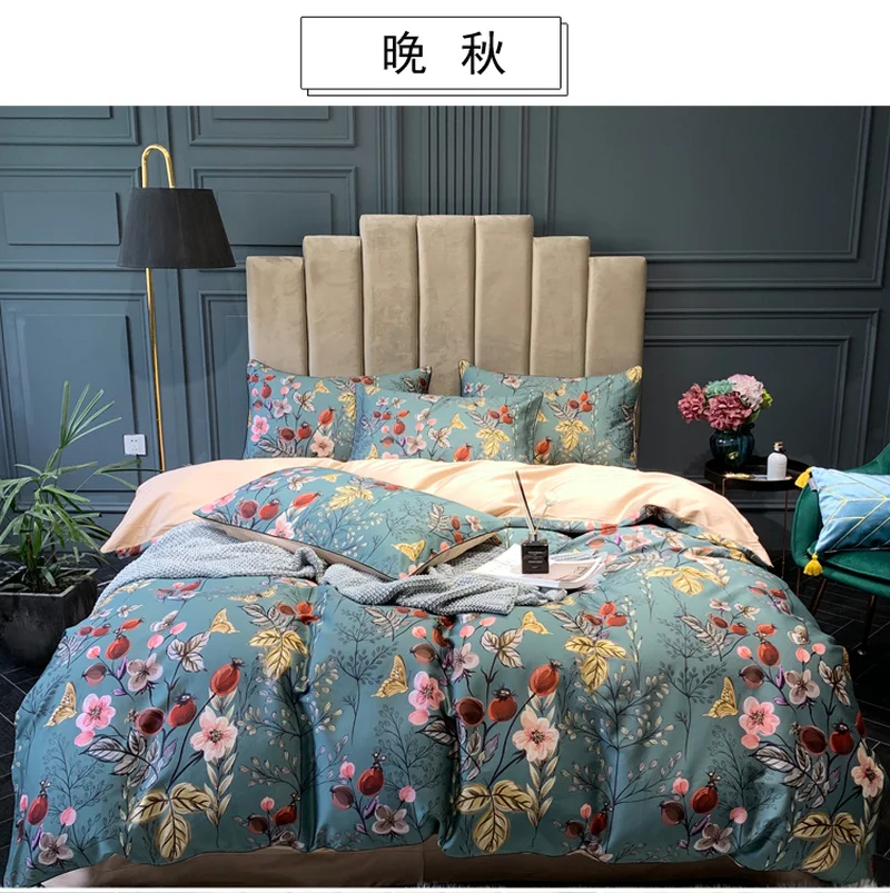 Комплект постельного белья из египетского хлопка с цветочным принтом|Комплекты