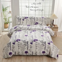 quilt sets king size bedding sets floral leaves bed sheet polyester purple yellow bedspread quilted craft lightweight home decor