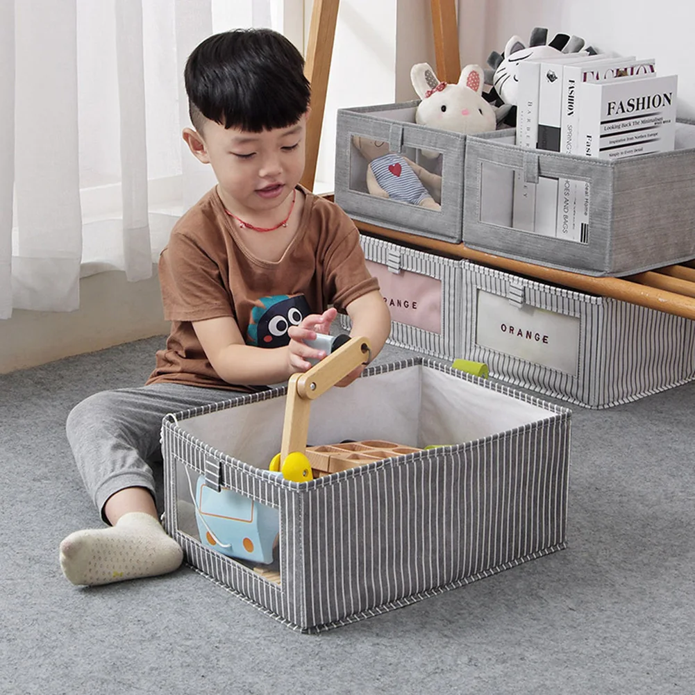 

Japanese style cotton linen cloth art household clothing finishing foldable storage box non-fabric storage box grocery storage