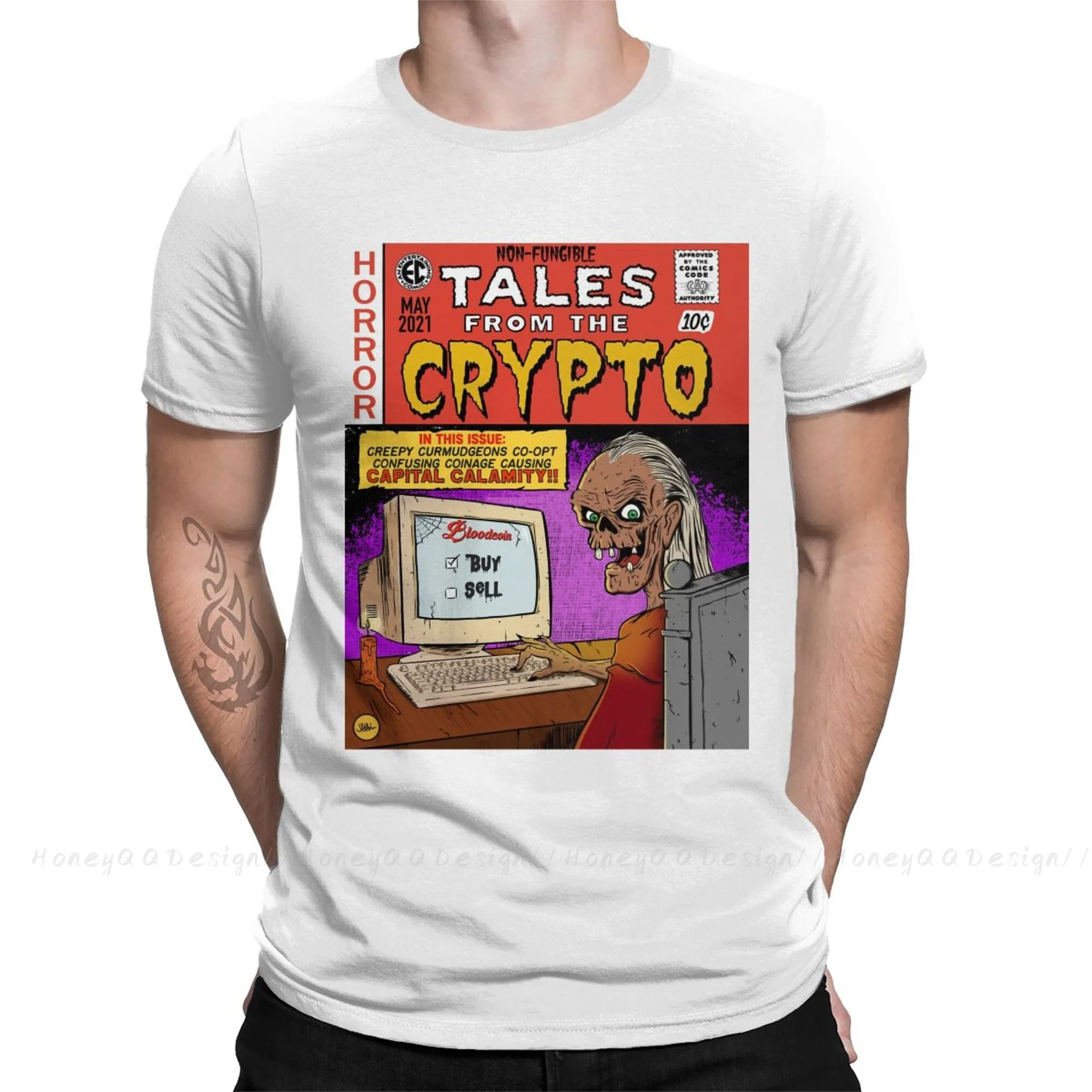

NFT CryptoPunk YABC Tshirt Non-Fungible Tales From The Crypto Crewneck Cotton Men Shirts Round Collar Clothing Original