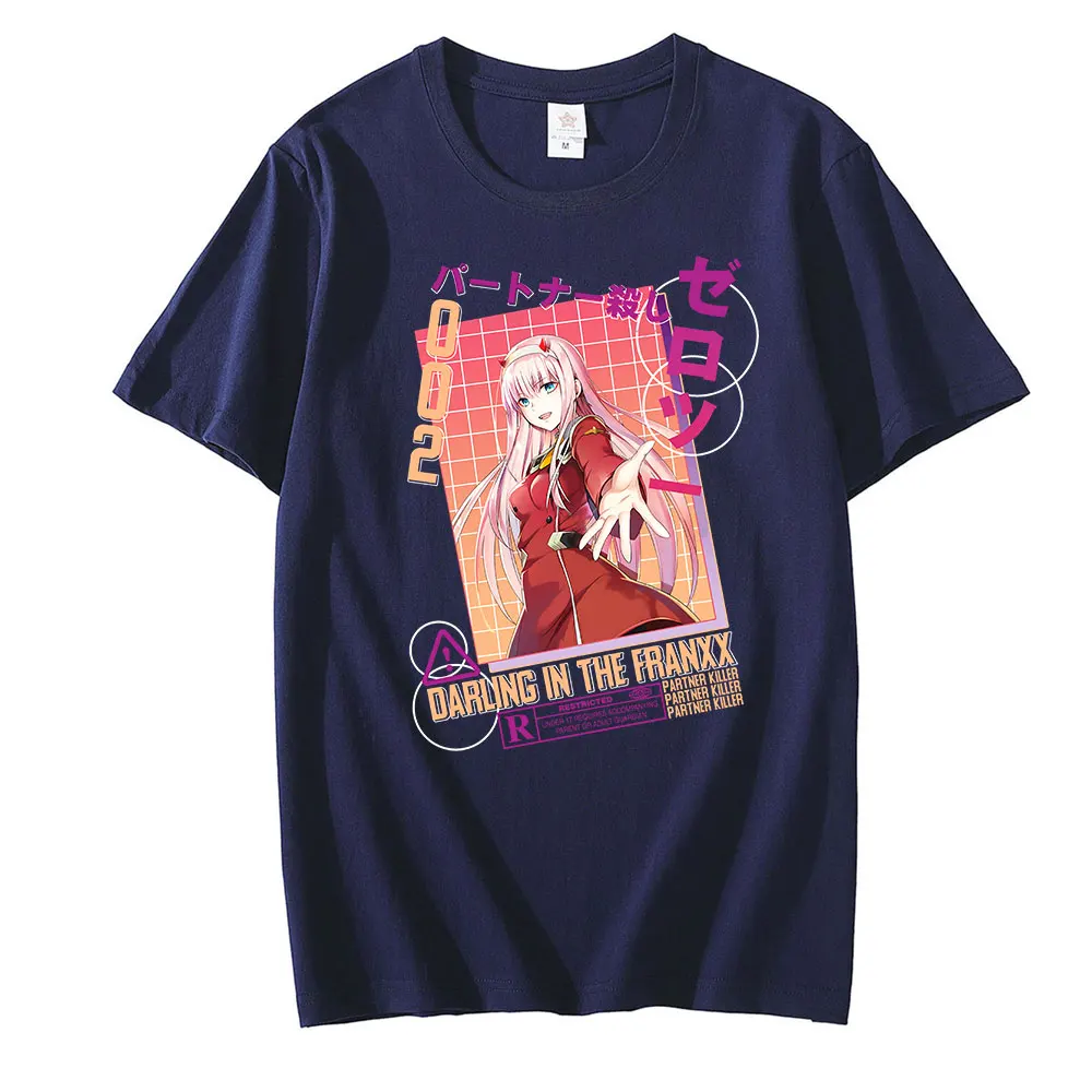 

Darling In The Franxx Cool Tshirt Men Tshirt Short Sleeved 100% Cotton Tee Tops O-neck Casual Anime T-shirt Manga Zero Two Shirt