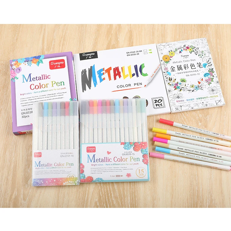 10-30 Farben Kunst Farbe Markierung stifte weiche Pinsel Metallic Marker Stifte Karte machen Handwerk Rock Malerei Glas Scrap booking Kunst Stift – Detail 17