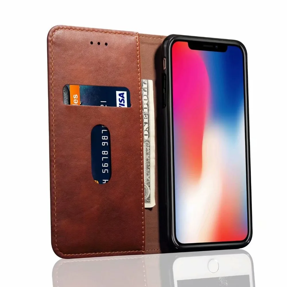 Защитный чехол для iPhone 11 Pro 6 6S 8 7 Plus Роскошный кожаный флип-чехол с магнитной