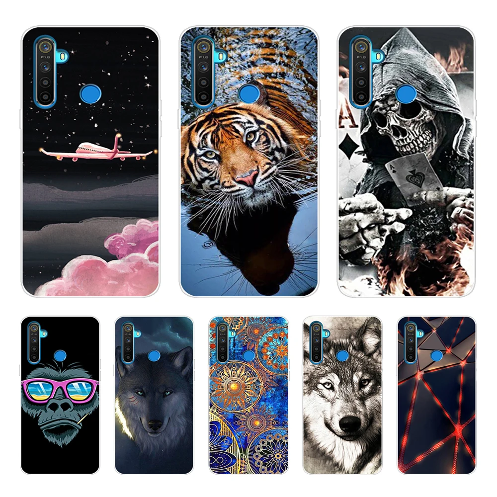 Силиконовый чехол для OPPO Realme 5 с милым тигром мягкий ТПУ Q задней панели Pro