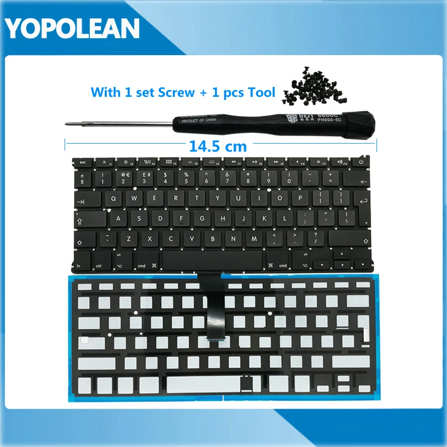 Новая английская клавиатура с подсветкой для Macbook Air 13 дюймов A1369 2011 A1466 2012 2013 2014 2015