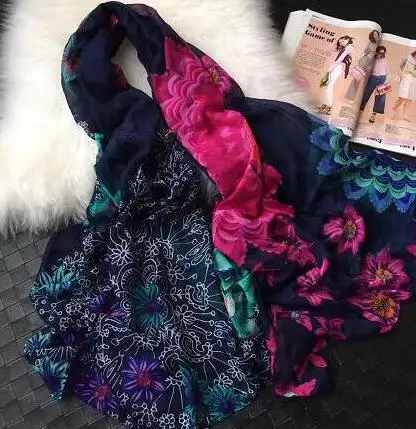 Бордовый desigual женский длинный красный шарф с геометрическим рисунком, осень-весна, Испанский Дизайн, подарки на день рождения - Цвет: Бордовый