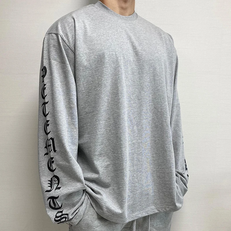 

Fashion 2022 Mens Autumn Casual Loose Tops Men Simple O-Neck Letter Printed Sweatshirt Long Sleeve Spring Sweatshirts Streetwear