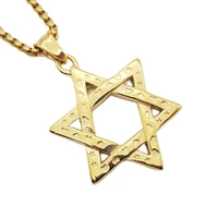 jewish jewelry magen 6 pointed star of david pendant necklace unisex hip hop necklace chain stainless steel necklace