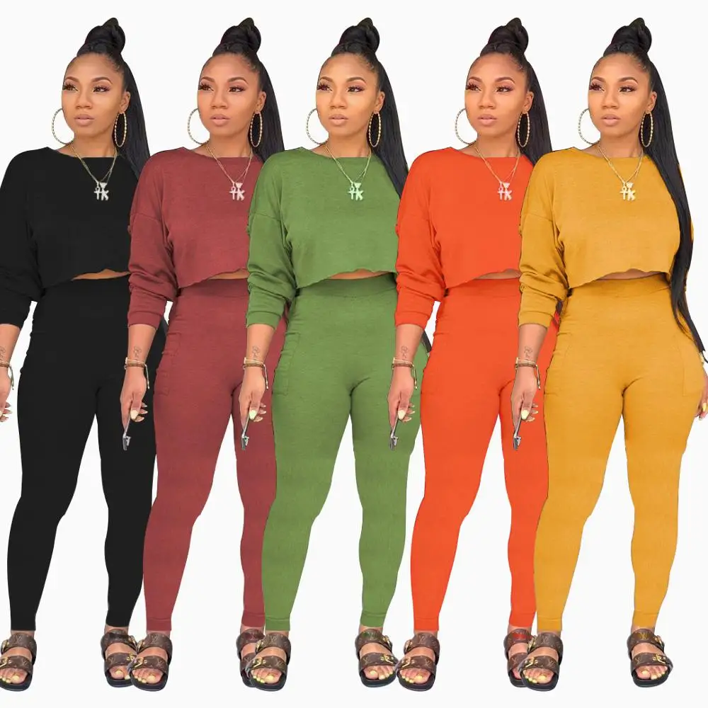 

Women Girl Running Sport Tracksuit Sportswear Suit Sweatshirt Sweatpant Gym Fitness Training Crop Top Pants Set Jogging Clothing