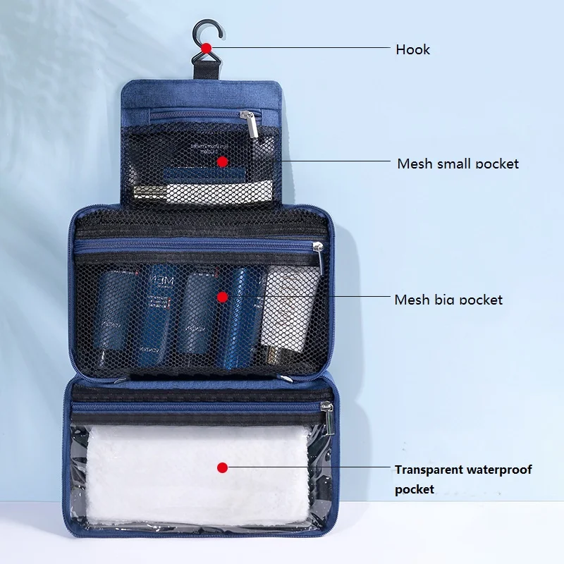 Men Travel Waterproof Oxford Toiletry Bag Women Cosmetic Beautician Case Bathroom and Shower Toilettas Wash Organizer