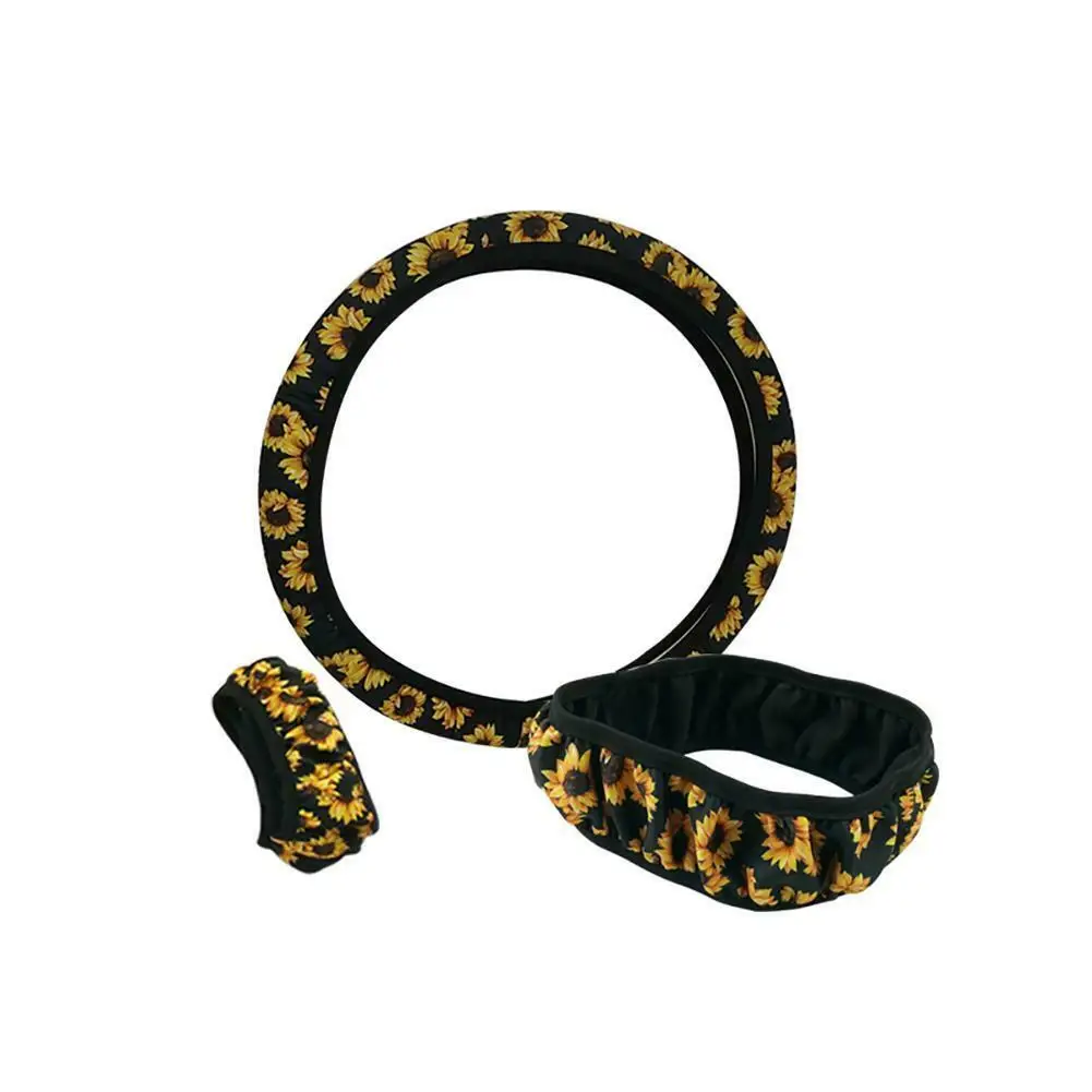 4 шт./компл. неопрен Подсолнух чехол рулевого колеса автомобиля ремень