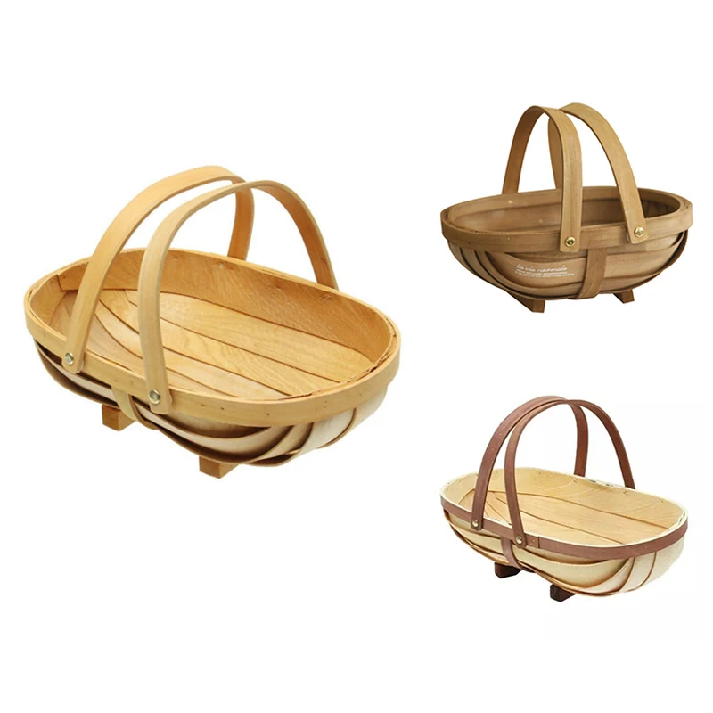 

HOT Wooden Garden Fruit Vegetable Basket TRUGS: SUSSEX TRUG Home Garden Decor Basket Holder