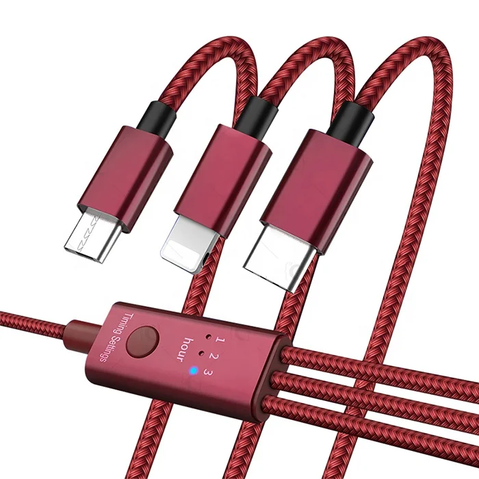

Кабель Usb 3 в 1 с нейлоновой оплеткой для быстрой зарядки и передачи данных, настройки времени, высокая скорость синхронизации и отключения п...