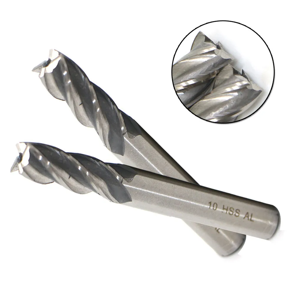 2 шт. 10 мм HSS фрезерный станок с ЧПУ цилиндрическим хвостовиком 4 Флейта концевой