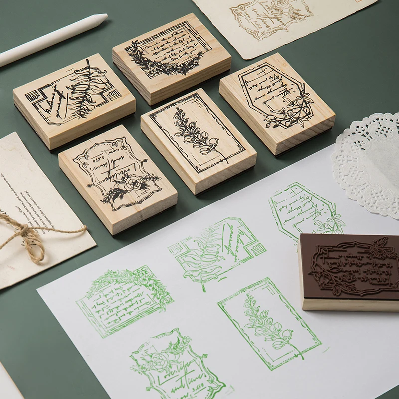 Винтажное растение поэтическая коллекция Backgound деревянный штамп планировщика