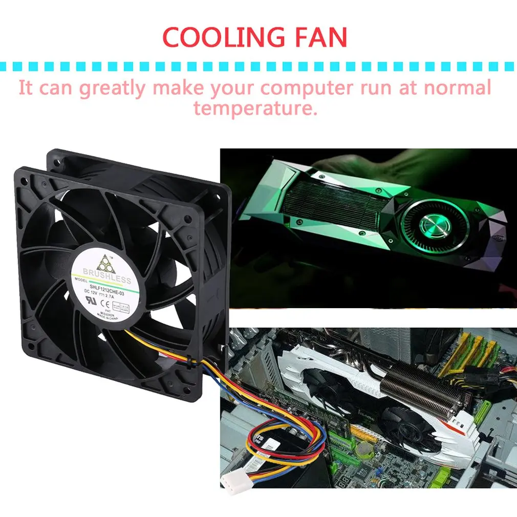 LESHP 7500 об/мин DC12V 5.0A Майнер охлаждающий вентилятор для Antminer Bitmain S7 S9 4 контактный