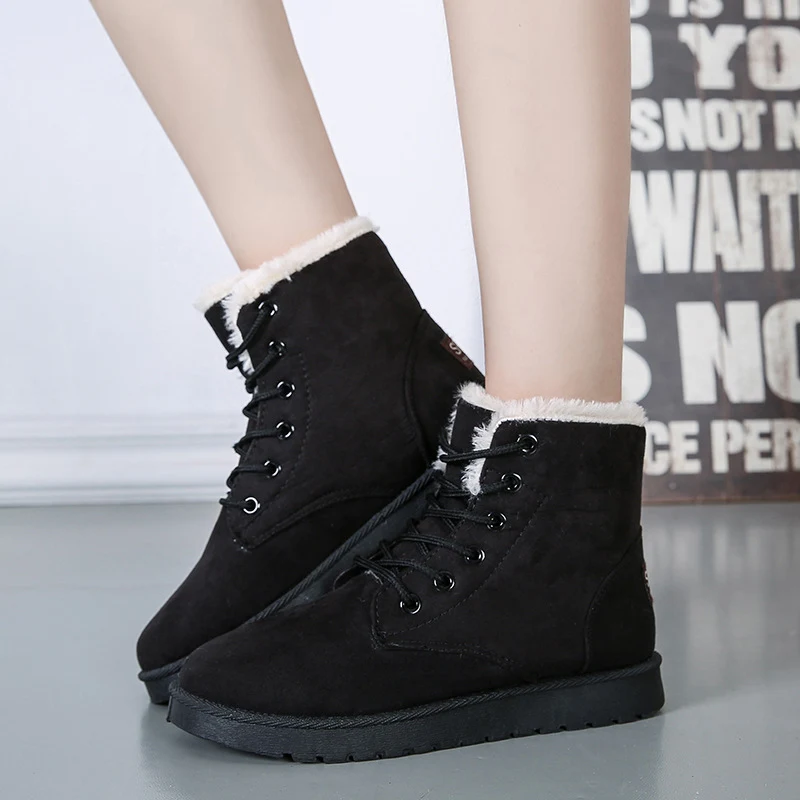

Ladies snow boots winter thick-soled ladies warm shoes 2021 new cashmere fur ladies suede ankle boots