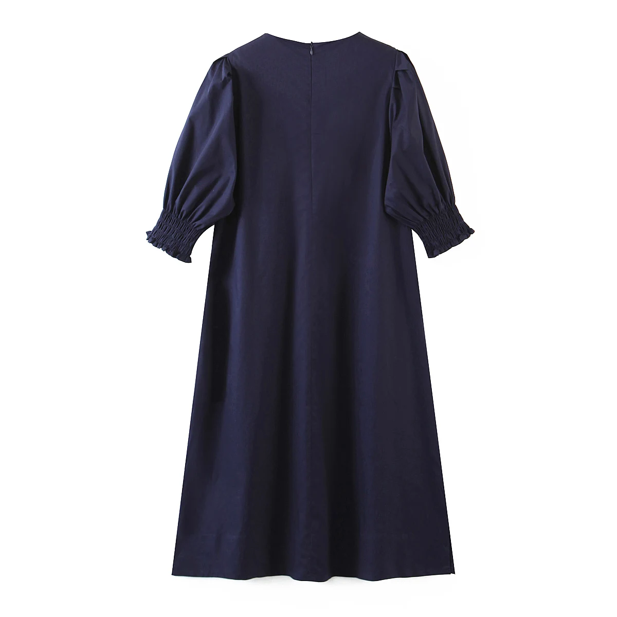 

Pink retro puff sleeve women dress elegant high waist A-line dress O neck sexy summer knee-length skirt 2021