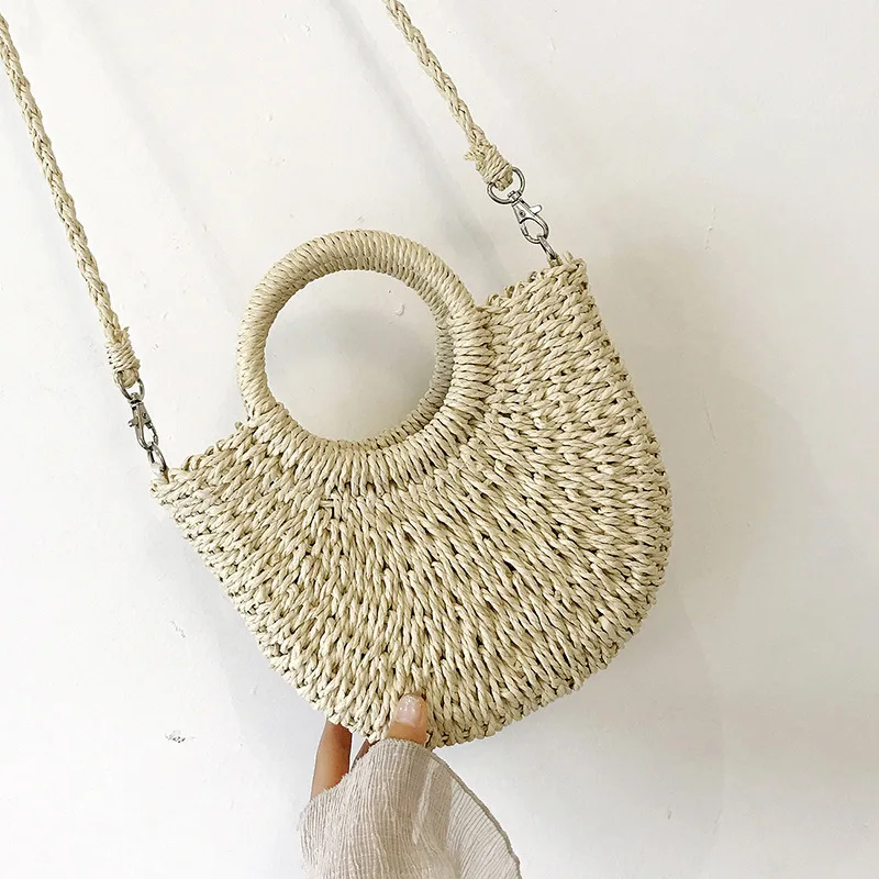 2021 New Summer Women Messenger Crossbody Bags Girls Small Beach Handbag Handmade Beach Bag Rattan Woven Straw Bag