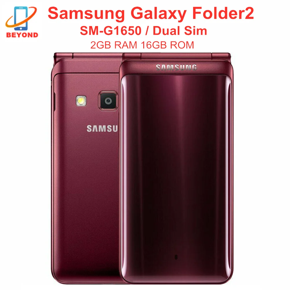 

Samsung Galaxy Folder2 Folder 2 G1650 Dual Sim 2GB RAM 16GB ROM Quad Core Snapdragon 3.8'' LTE 8MP Original Flip Cell Phone