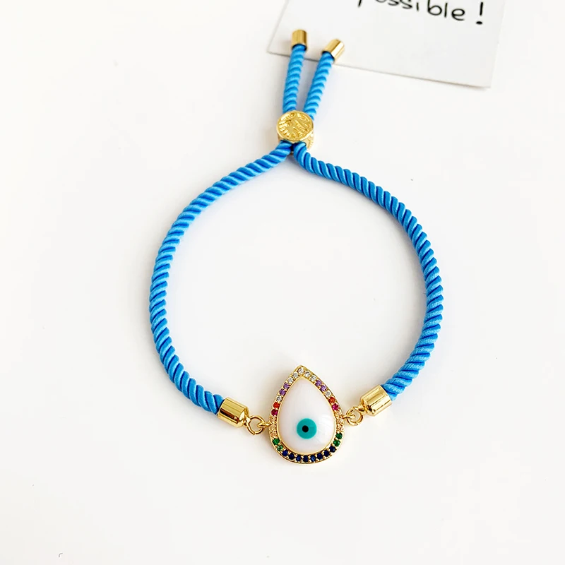 Лаки синий циркон сглаза браслет Femme Серебро Золото Цвет медь звено цепи браслеты