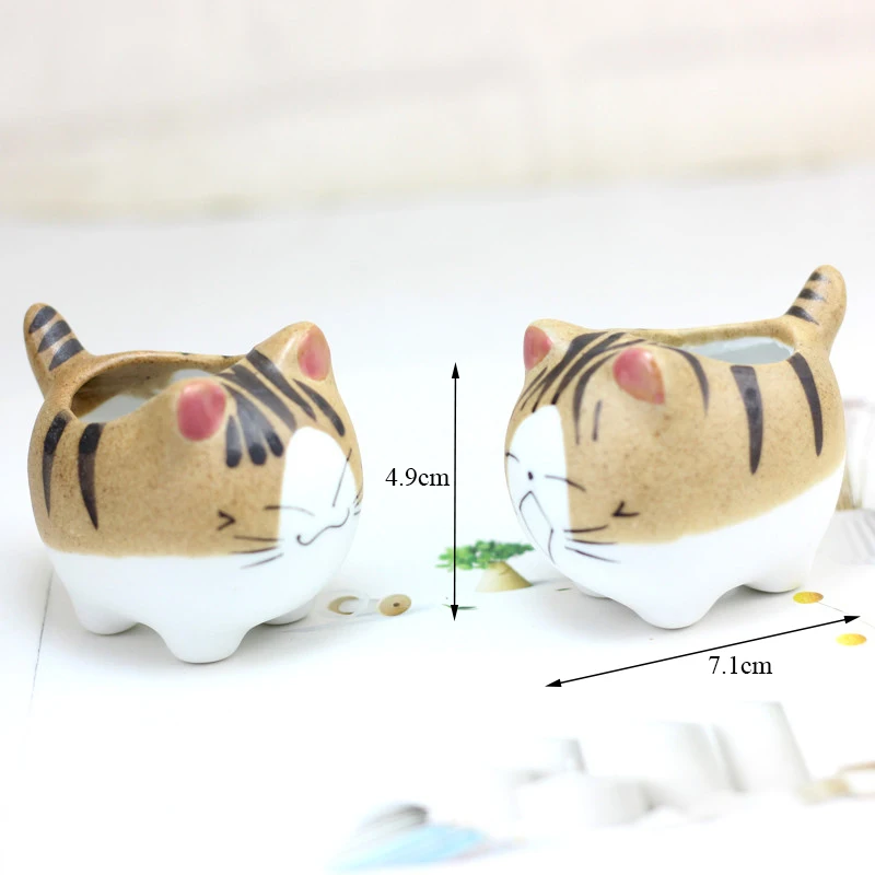 Милая кошка 5 стилей Милые керамические суккуленты горшок для растений Микро