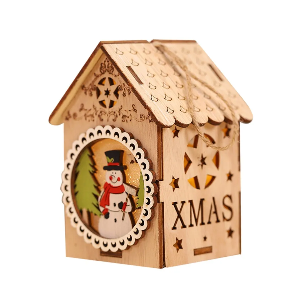 Светодиодный светильник деревянный дом милая Рождественская елка подвесные