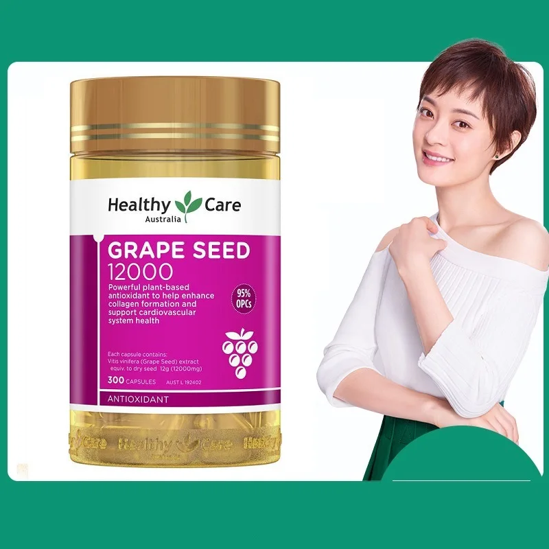 

Australia Healthy Care Grape Seed 300 Capsule Women Beauty Collagen Antioxidant Vitamin C Skin Health Relieve Leg Veins Swelling