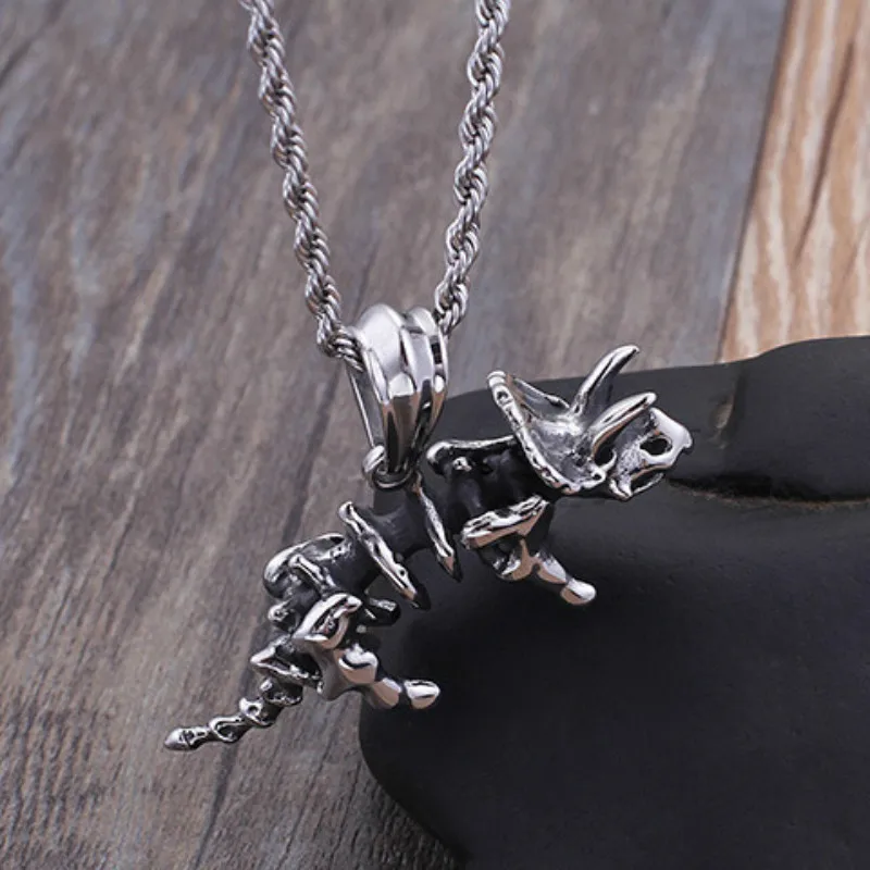 Ожерелье в виде скелета динозавра Мужская Личность титановая сталь хип-хоп