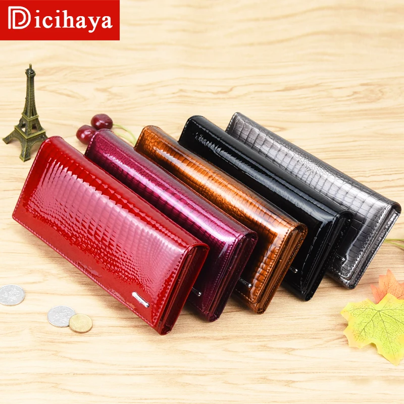 Кошельки DICIHAYA из натуральной кожи для женщин длинные дамские бумажники на