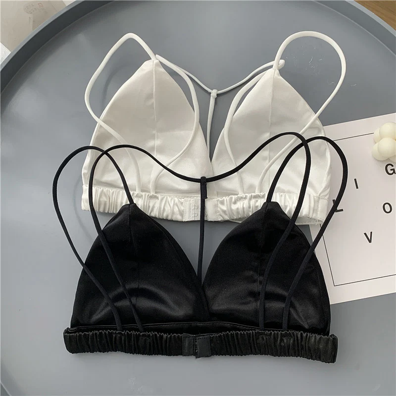 

Student Small Chest Spaghetti Strap Bra Shoulder Straps Wireless Underwear Women's Thin Summer French Style Tube Top Short Type