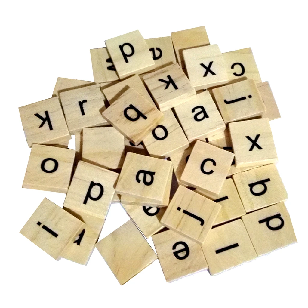 

100 Unvarnished Wooden puzzle Tiles Letter Alphabet Crafts Scrapbooking