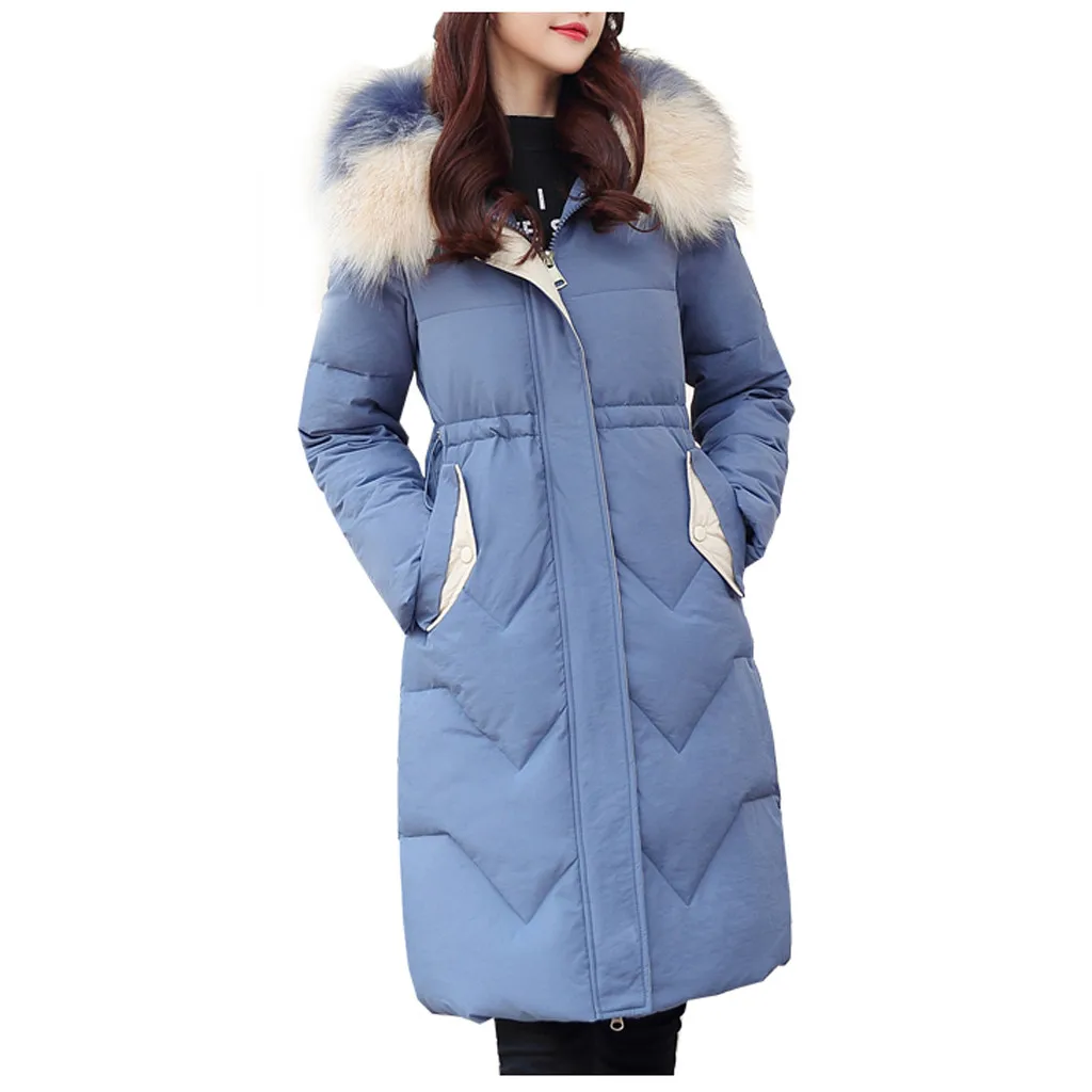 SAGACE женский меховой воротник с капюшоном длинным рукавом однотонный хлопковый