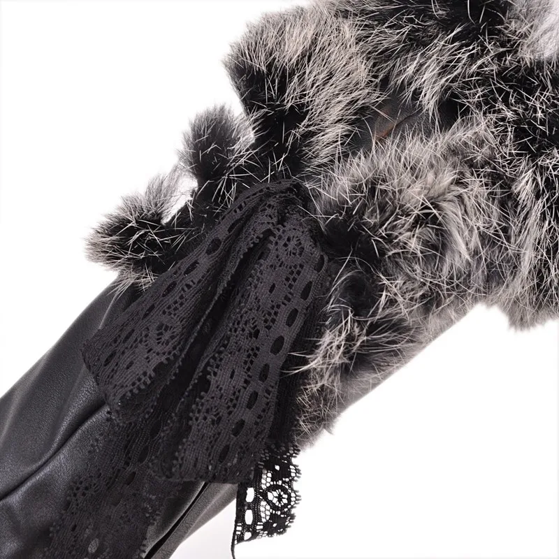 

New winter 2019 high heel boots snow boots rabbit hair to knee knee round toe boots warm stylish size 34-43